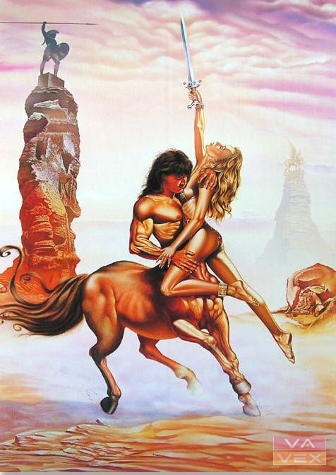 Poster 3147, Mythical Centaur and girl, size 98 x 68 cm