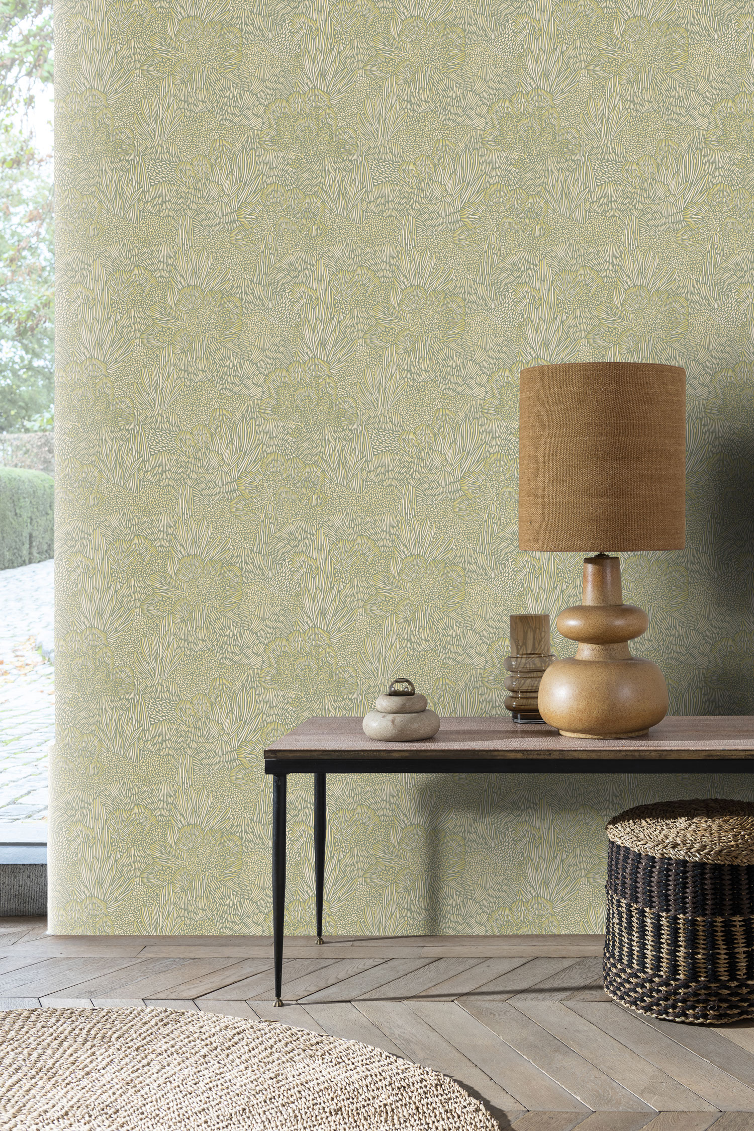 Elegant interior adorned with impressive wallpaper for a luxurious atmosphere.