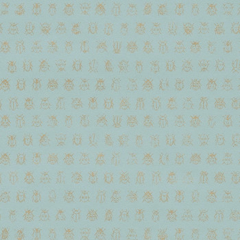Turquoise wallpaper with golden beetles 375031, Pip Studio 4, Eijffinger