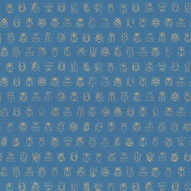 Blue wallpaper with golden beetles 375036, Pip Studio 4, Eijffinger