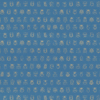 Blue wallpaper with golden beetles 375036, Pip Studio 4, Eijffinger