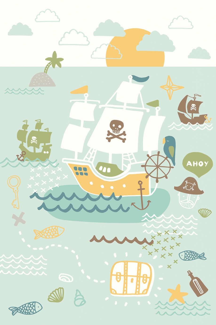 Wall mural for boys Pirates 364108, Wallpower Junior, Eijffinger