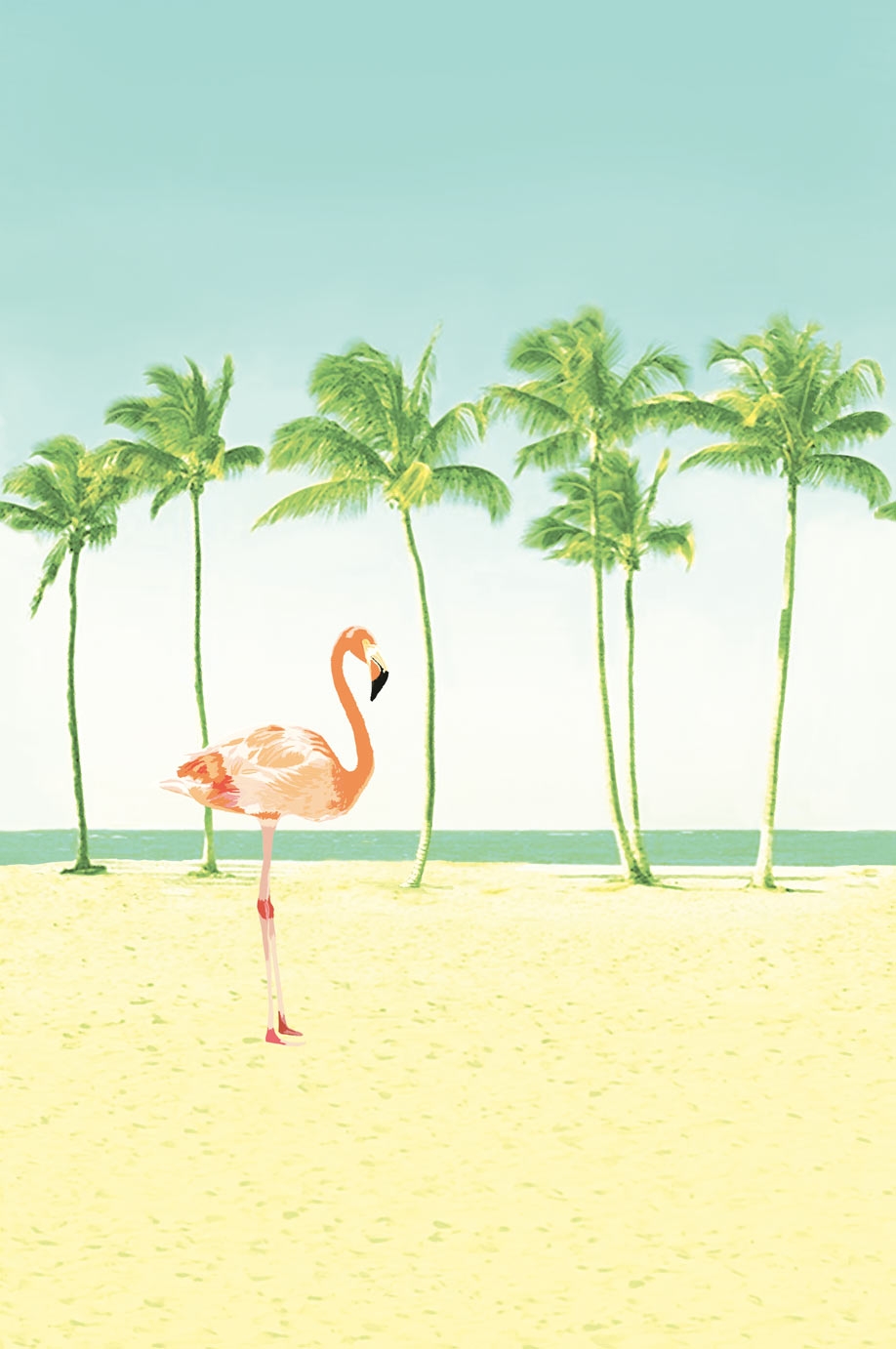 Wall mural Palm trees, flamingo 364147, Wallpower Junior, Eijffinger