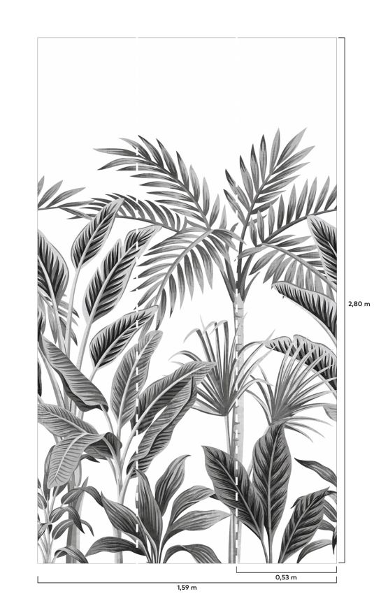 Beige wallpaper, Tropical leaves, palms, A40801, One roll, one motif 2, Grandeco