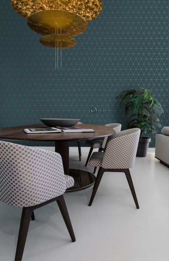 Blue wallpaper, metallic outlines of triangles 347715, City Chic, Origin 