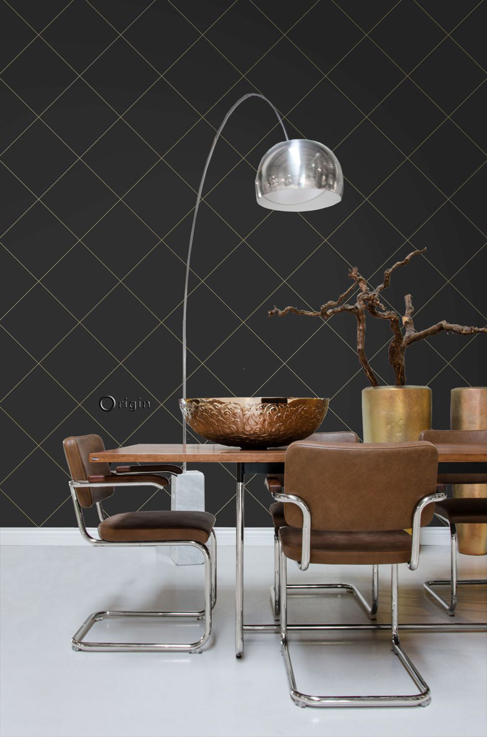 Black wallpaper, golden outlines of squares 347719, City Chic, Origin 