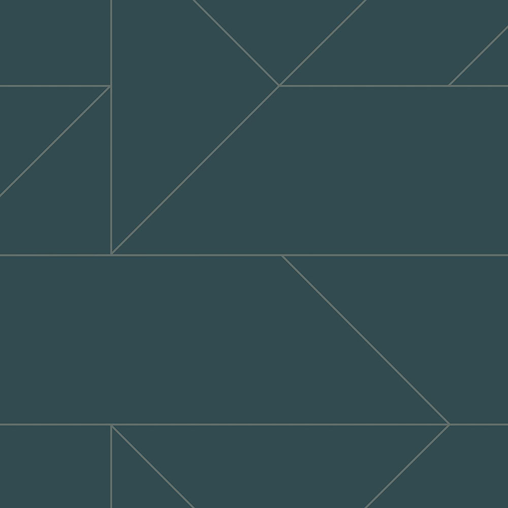 Blue geometric wallpaper, metallic lines 347725, City Chic, Origin 