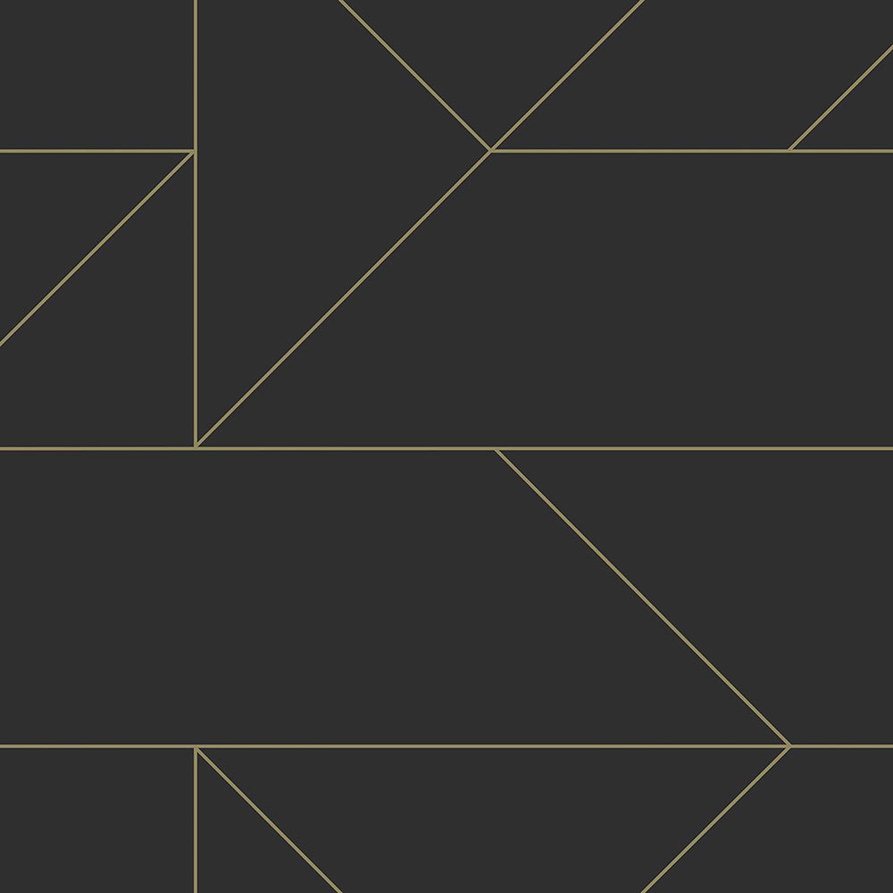 Black geometric wallpaper, golden lines 347726, City Chic, Origin 