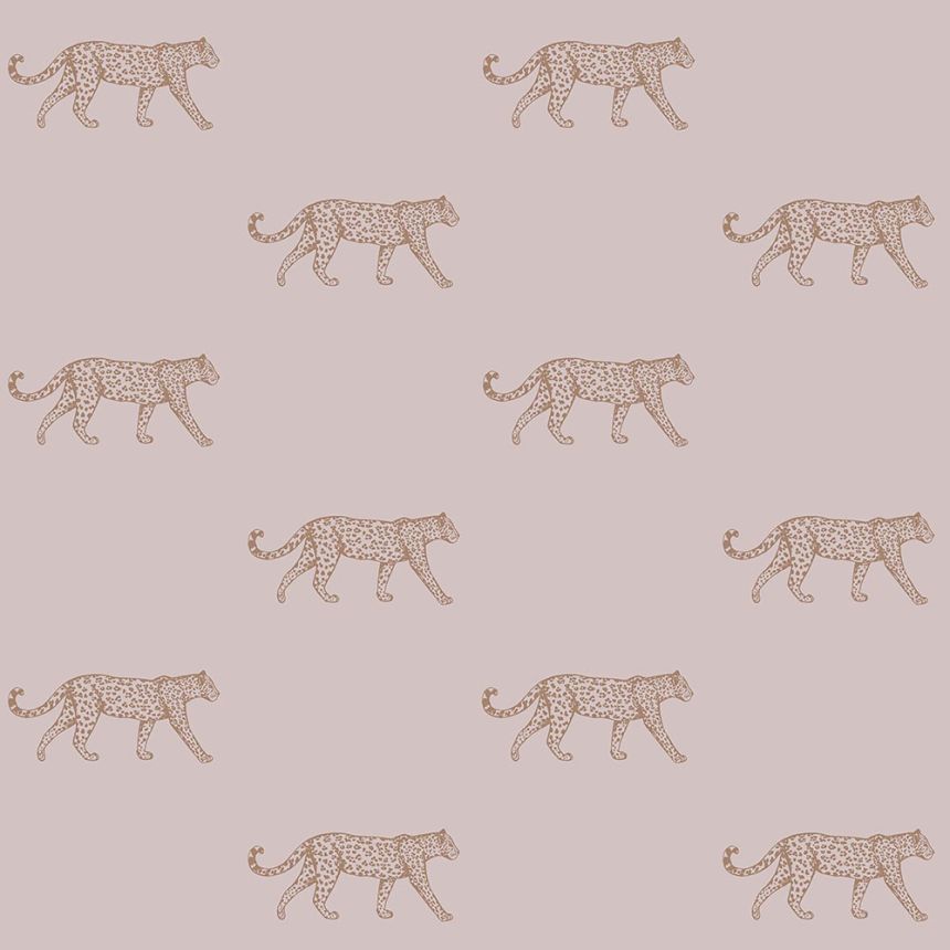 Old pink wallpaper with metallic leopards 347729, City Chic, Origin 