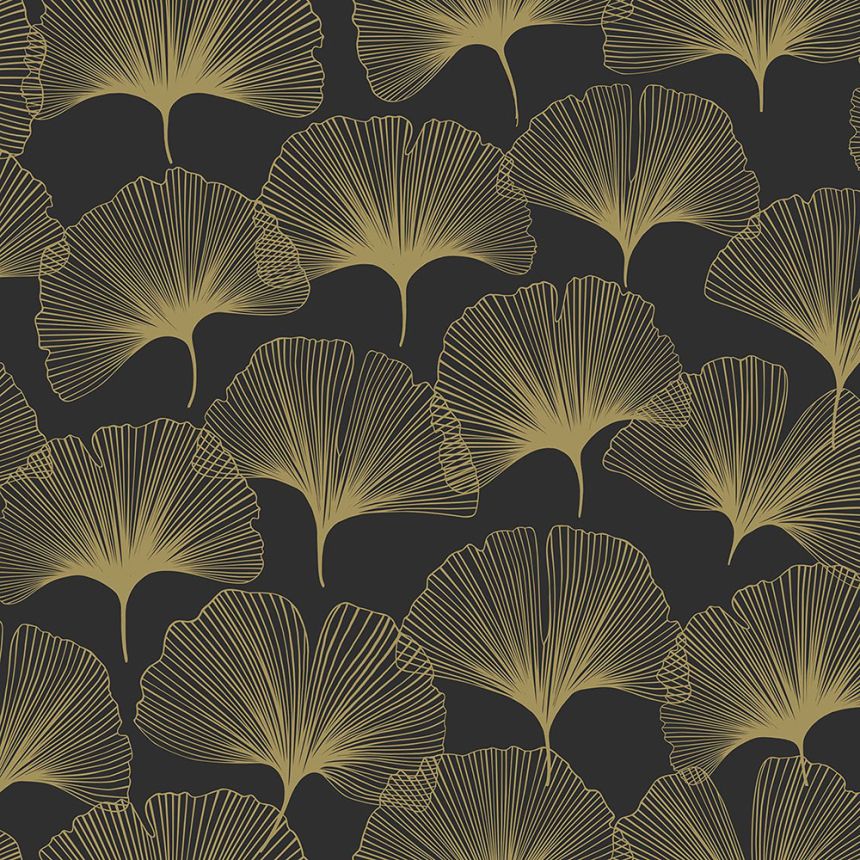 Black wallpaper, golden Ginkgo leaves 347734, City Chic, Origin 