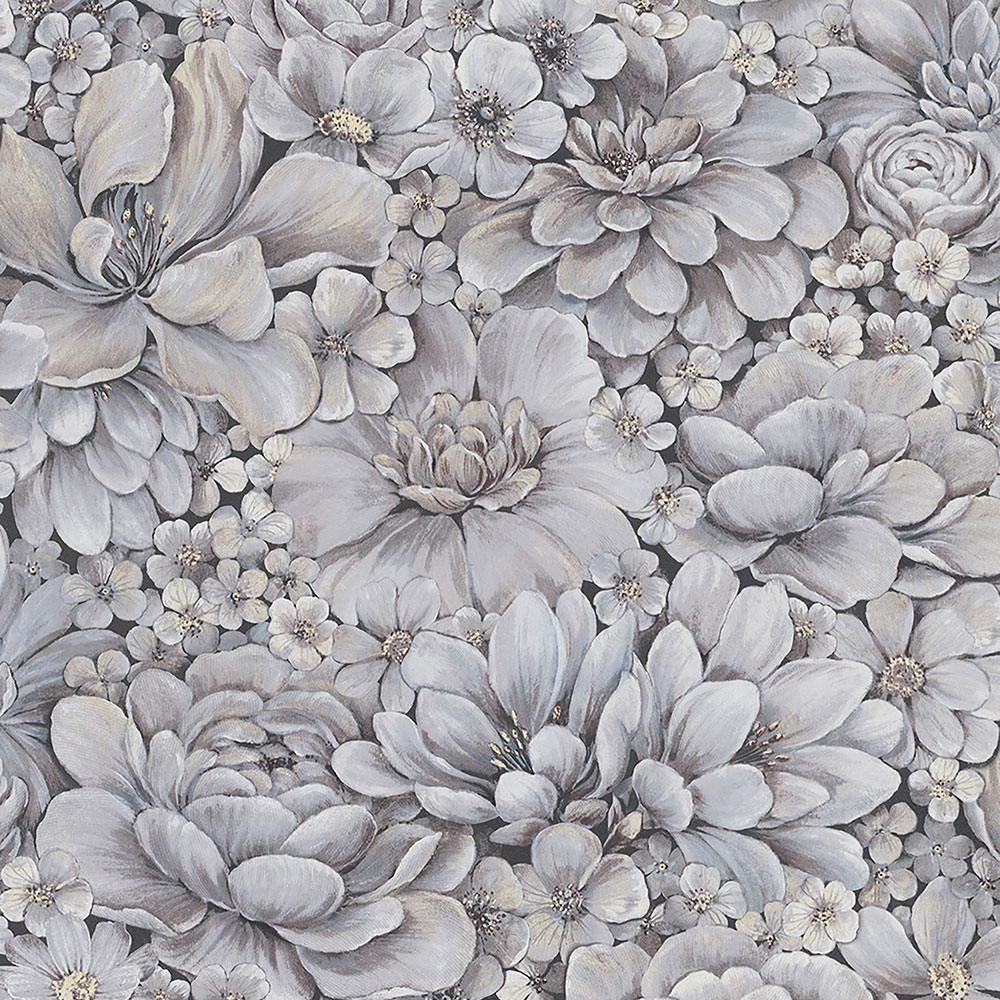 Luxury grey-purple wallpaper with flowers 33955, Botanica, Marburg