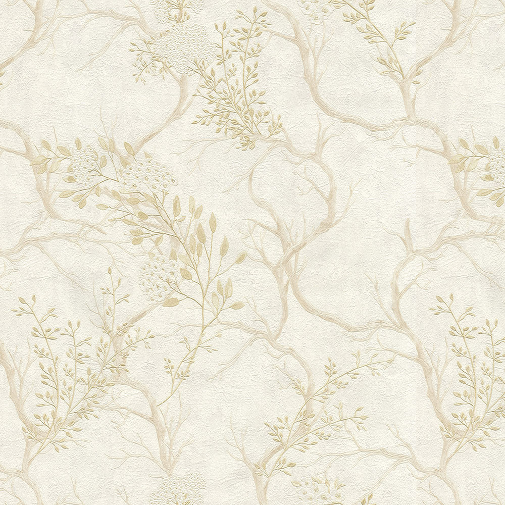 Luxury cream wallpaper, twigs, blooms 72957, Zen, Emiliana Parati 