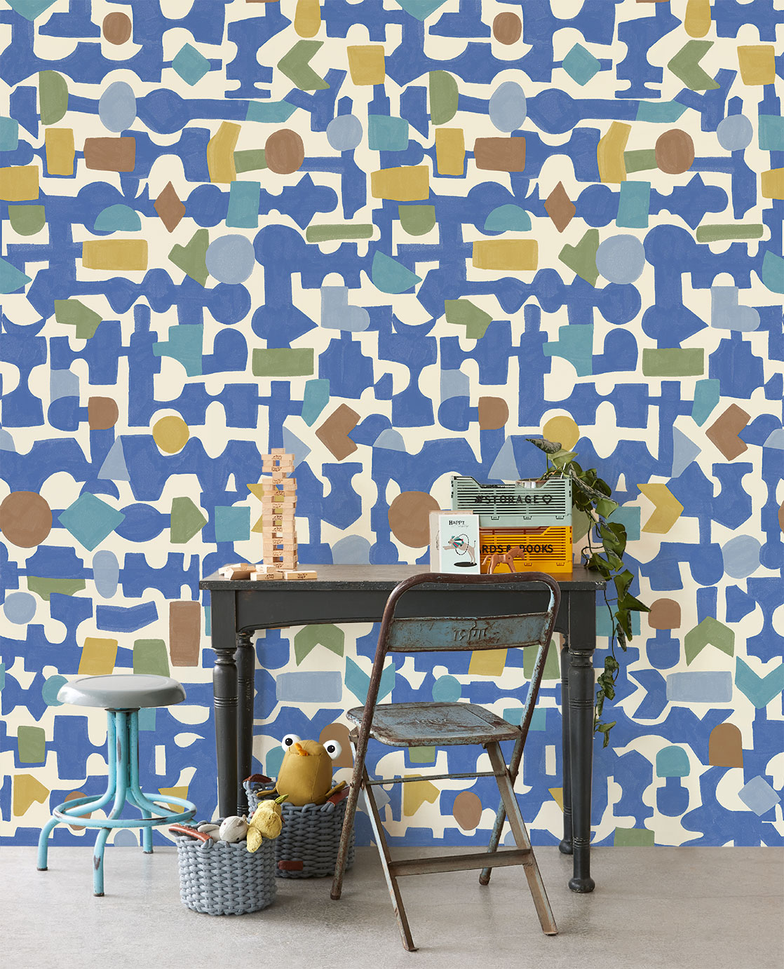 Blue geometric wall mural 323103,1,06x2,8m, Explore,  Eijffinger