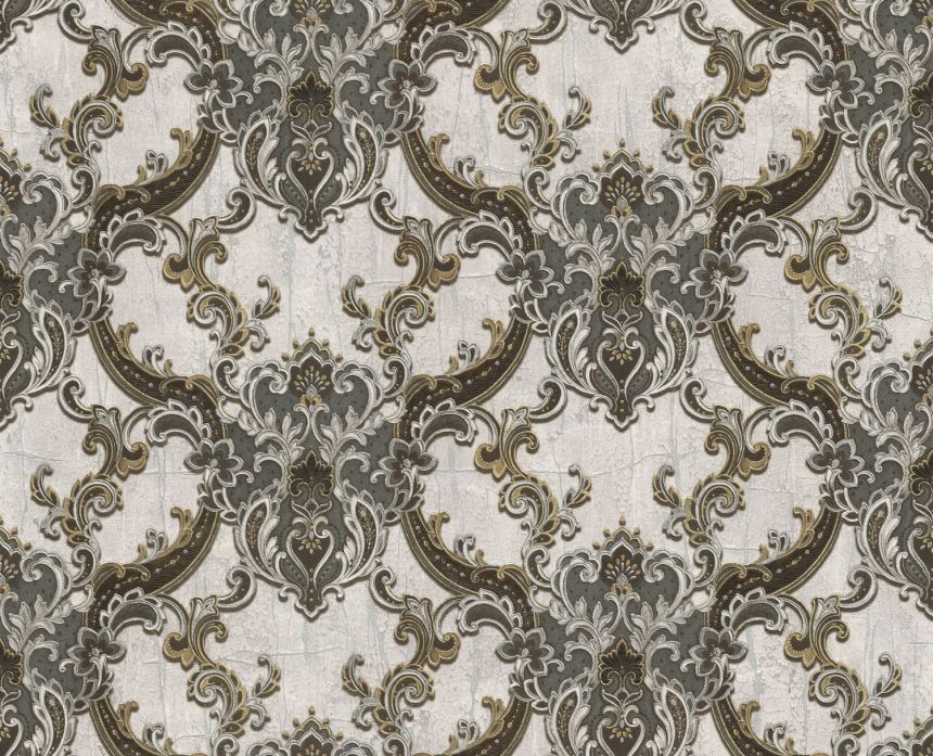 Luxury silver-brown non-woven wallpaper, baroque ornaments, 86061, Valentin Yudashkin 5, Emiliana Parati