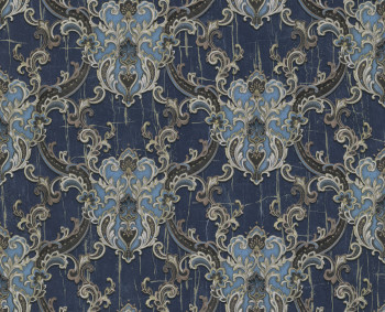 Luxury blue-gold non-woven wallpaper, baroque ornaments, 86065, Valentin Yudashkin 5, Emiliana Parati