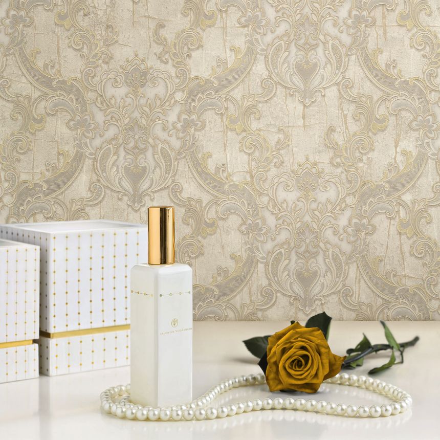 Luxury beige-gold non-woven wallpaper, baroque ornaments, 86067, Valentin Yudashkin 5, Emiliana Parati