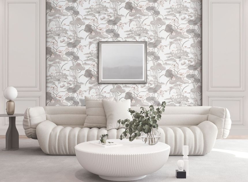 Luxury wallpaper with water lilies and birds, TP422701, Tapestry, Design ID