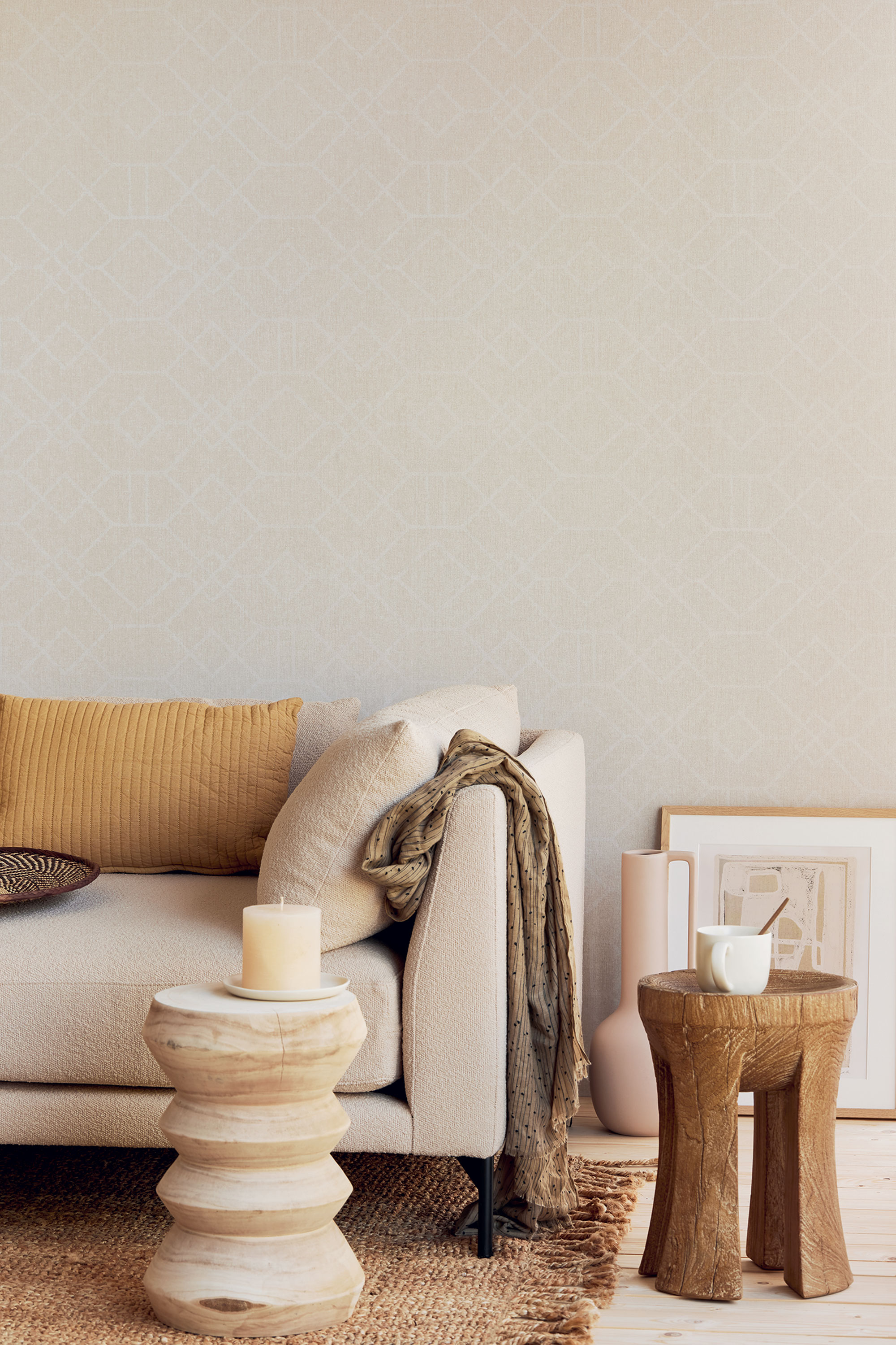 Gray-beige geometric wallpaper, 324011, Embrace, Eijffinger