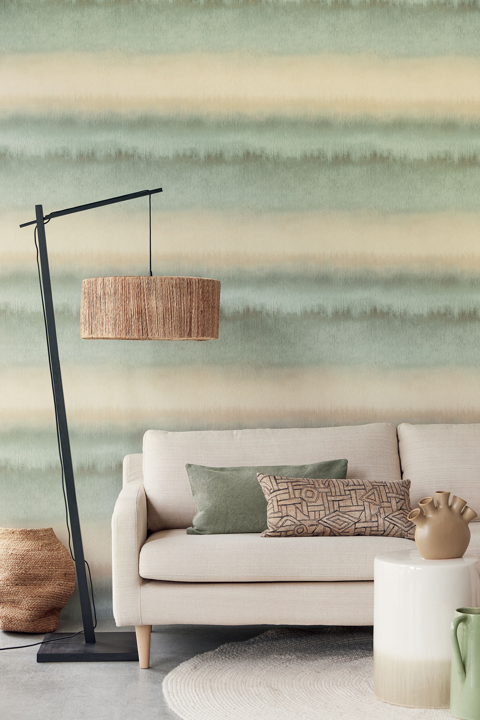 Green-beige wallpaper, 324021, Embrace, Eijffinger