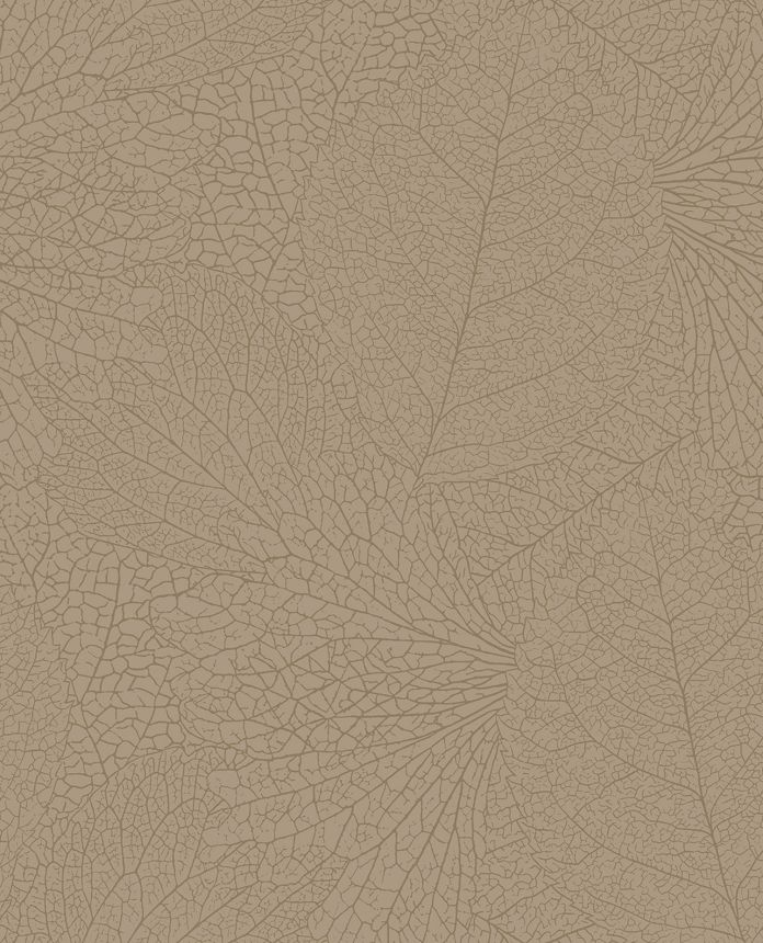 Grey-beige wallpaper with metallic leaves, 324041, Embrace, Eijffinger