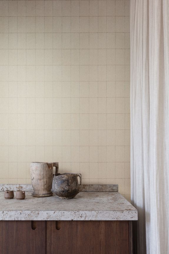 Beige wallpaper, fabric imitation, ILA801, Aquila, Khroma by Masureel