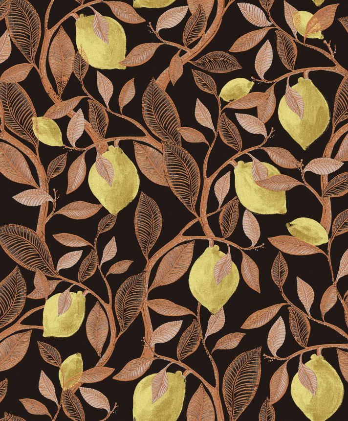 Black wallpaper with a lemon tree,  ILA102, Aquila, Khroma by Masureel