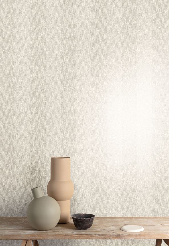 White wallpaper, imitation tweed striped fabric, ILA602, Aquila, Khroma by Masureel