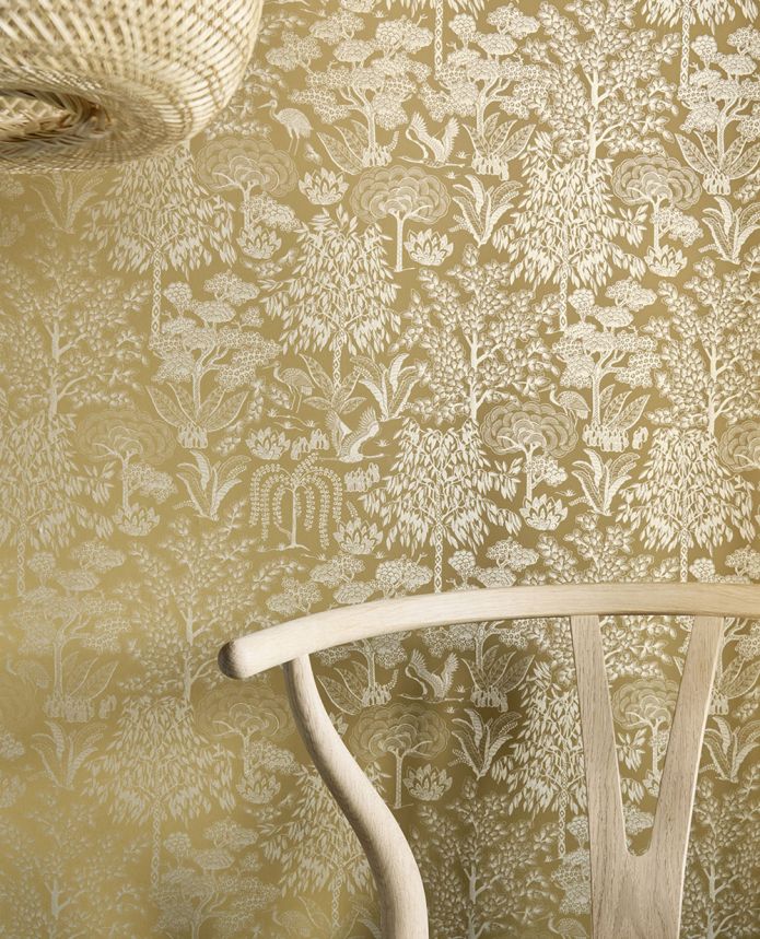 Ocher-gold wallpaper with trees, 333112 Pip Studio 6, Eijffinger