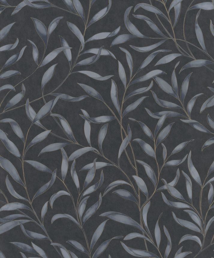 Blue wallpaper with twigs, leaves, 221320, Botanical, BN Walls