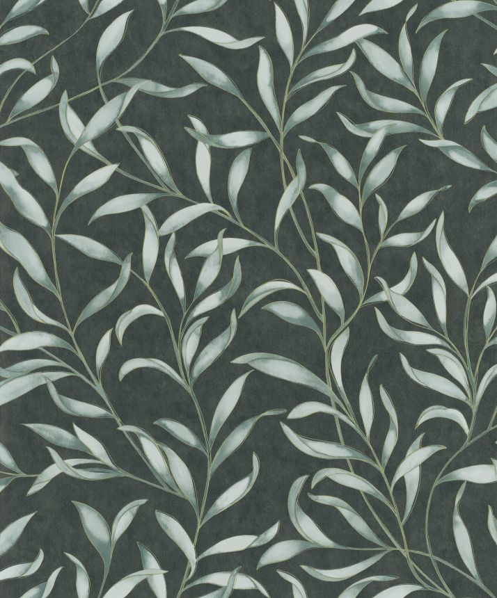 Green wallpaper with twigs, leaves,, 221321, Botanical, BN Walls