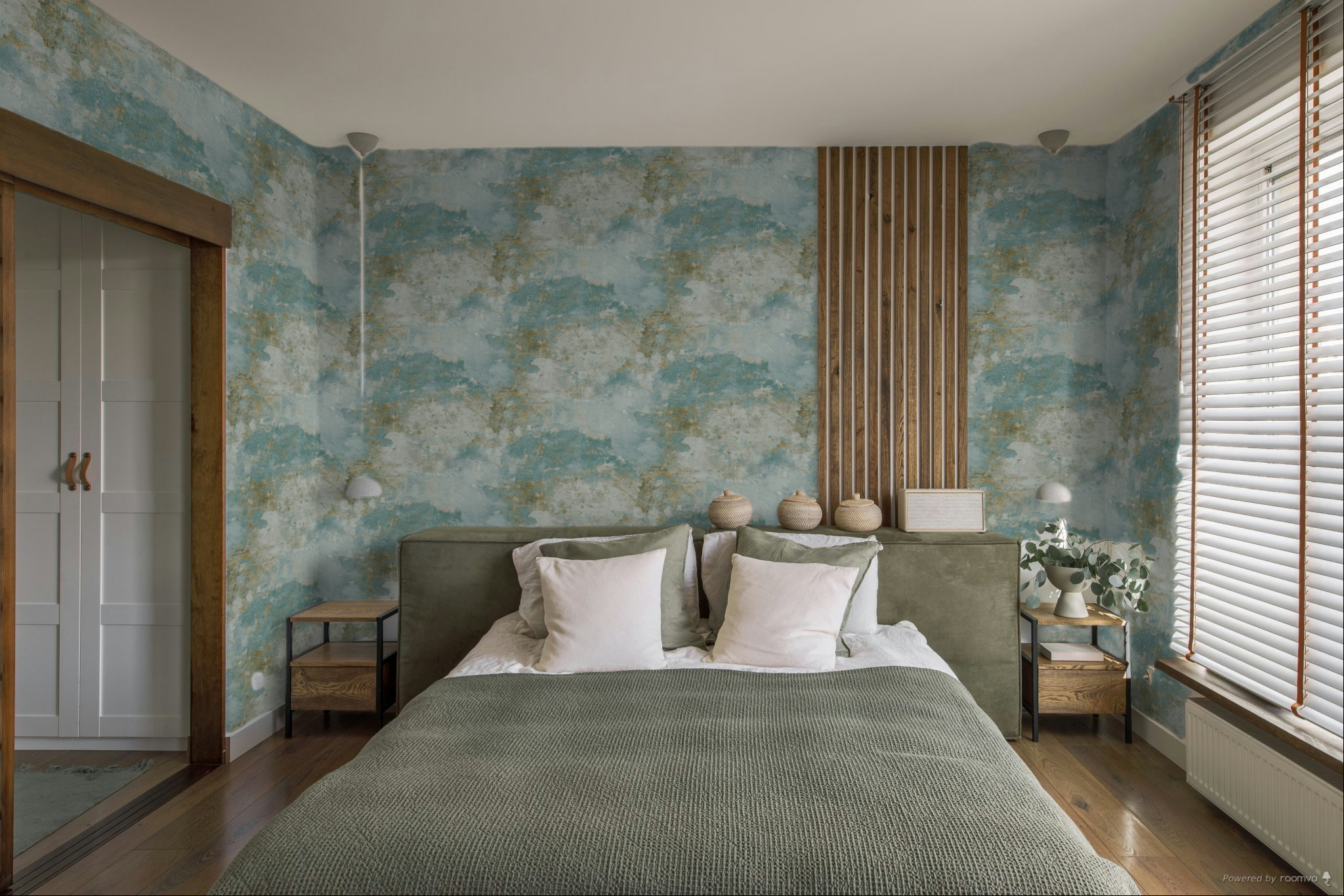 Turquoise wallpaper, concrete imitation, A63103, Vavex 2025