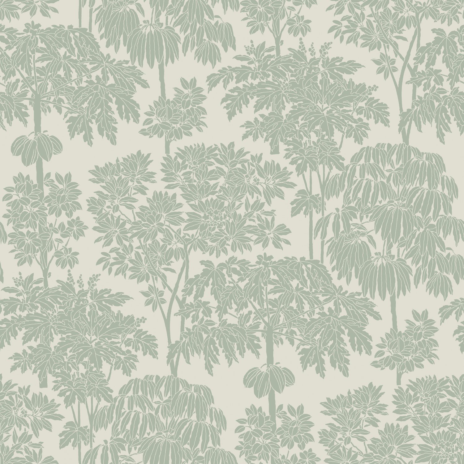 Cream wallpaper with green trees, A63402, Ciara, Grandeco