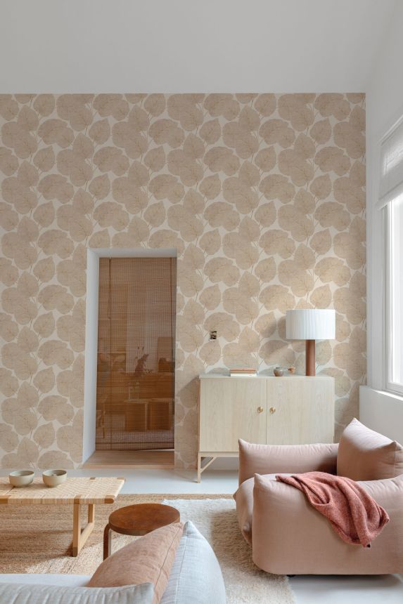 Grey-cream wallpaper, leaves, A63501, Vavex 2025