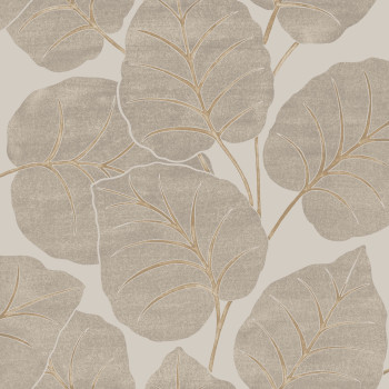 Grey-cream wallpaper, leaves, A63501, Vavex 2025