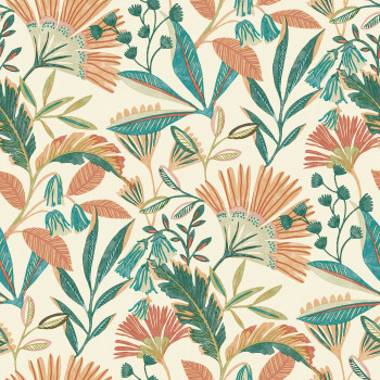 Cream wallpaper, flowers and leaves, A63801, Vavex 2025