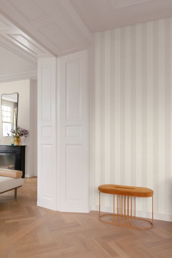 Cream striped wallpaper, fabric imitation, AT4002, Atmosphere, Grandeco
