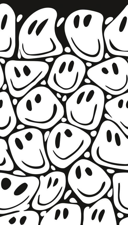 Black and white wall mural, Smileys, ML3101 Mural Joung edition Grandeco