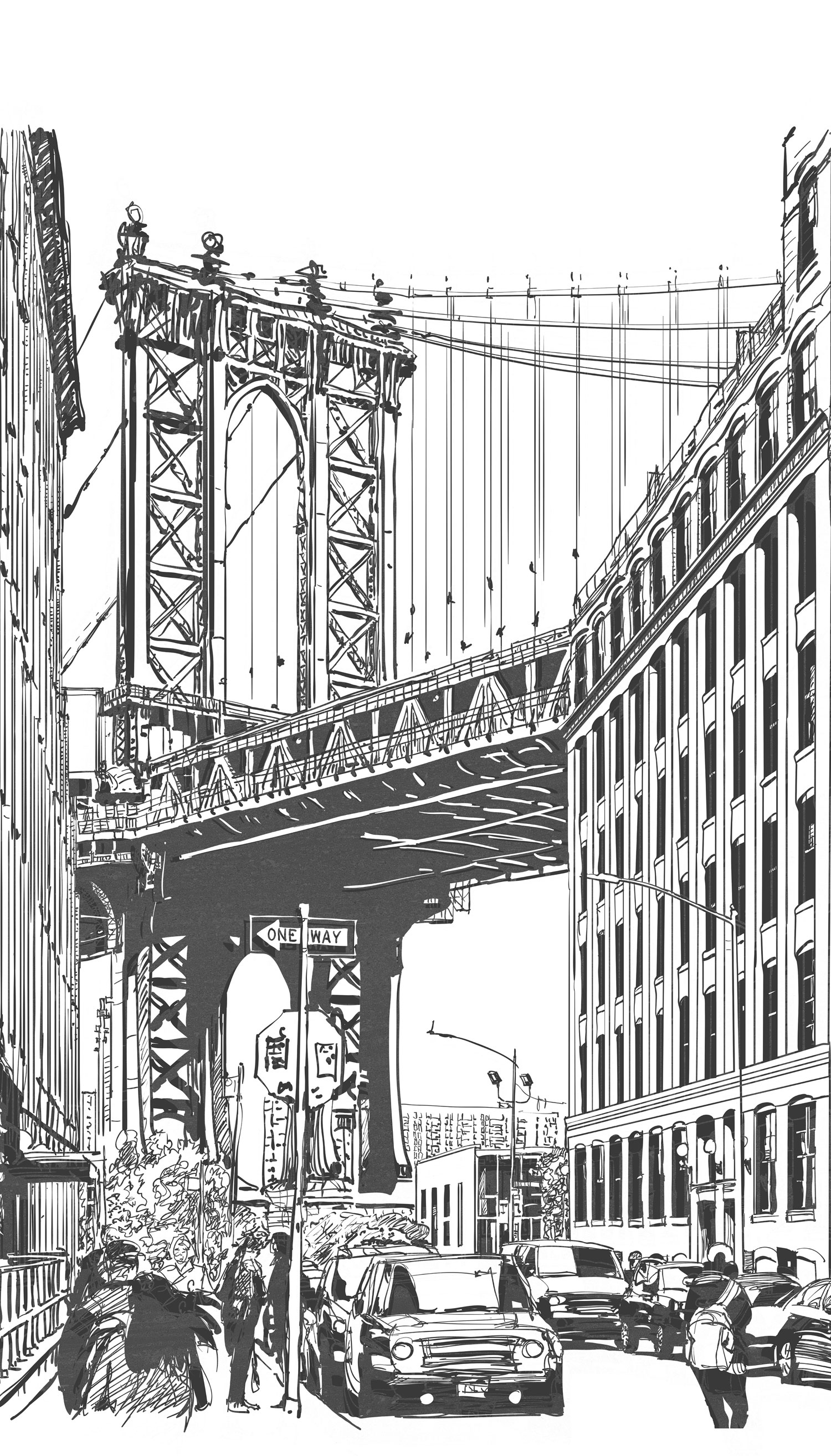 Black and white wall mural, Bridge, ML3601, Mural Young Edition, Grandeco