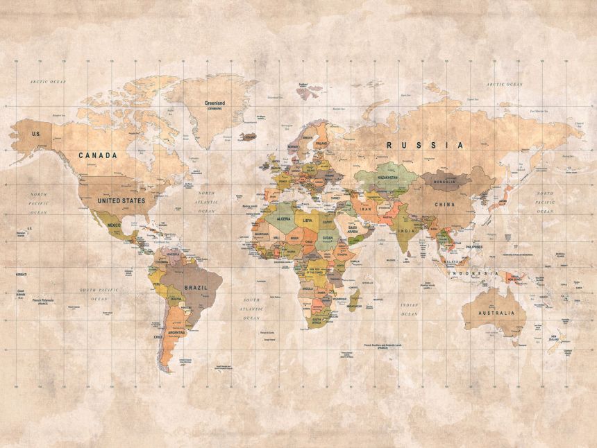 Wall mural, World Map, ML3001, Mural Young Edition, Grandeco