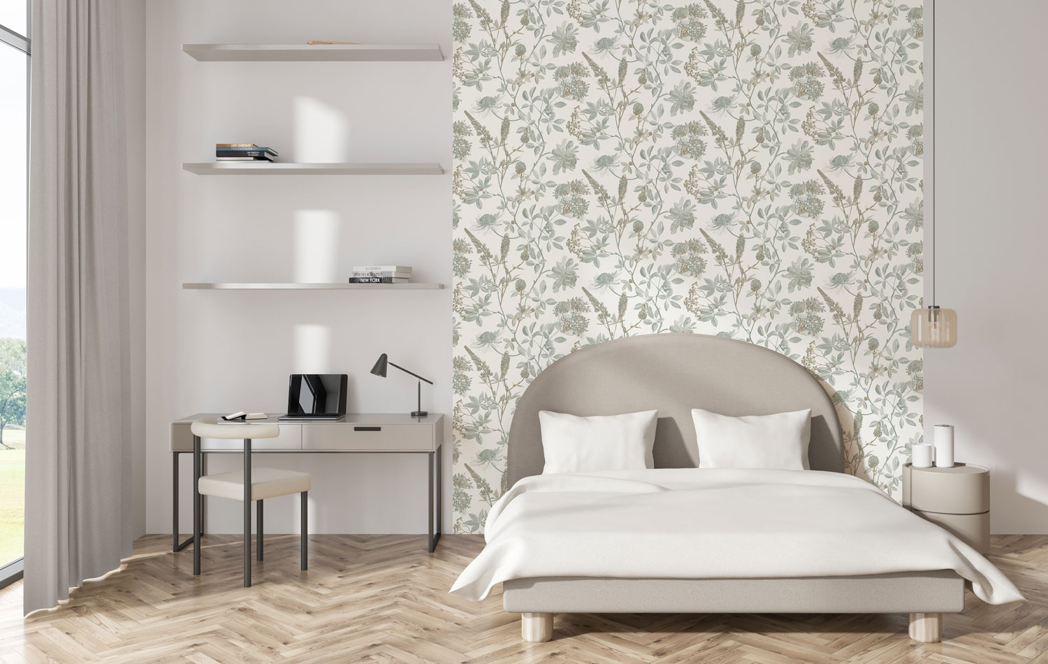 Green floral wallpaper, M45804, Elegance, Ugepa