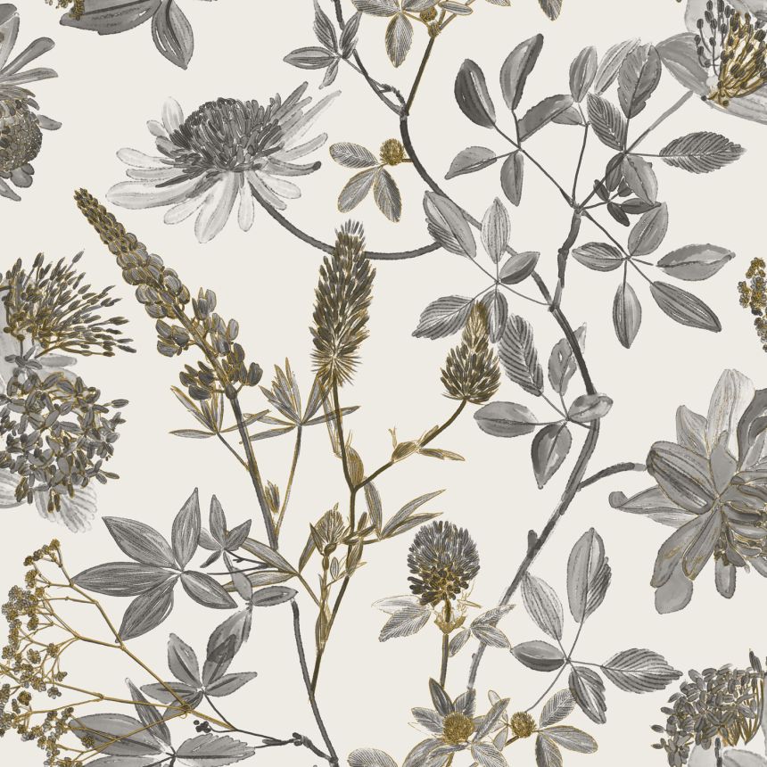 Grey-black floral wallpaper, M45809, Elegance, Ugepa