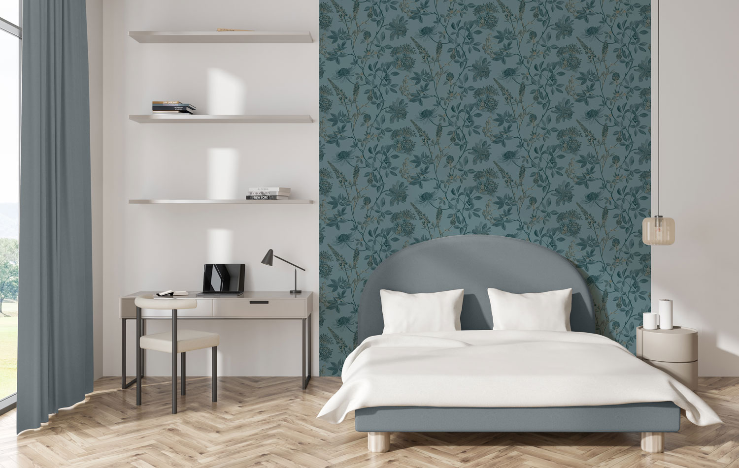 Green floral wallpaper, M45814, Elegance, Ugepa
