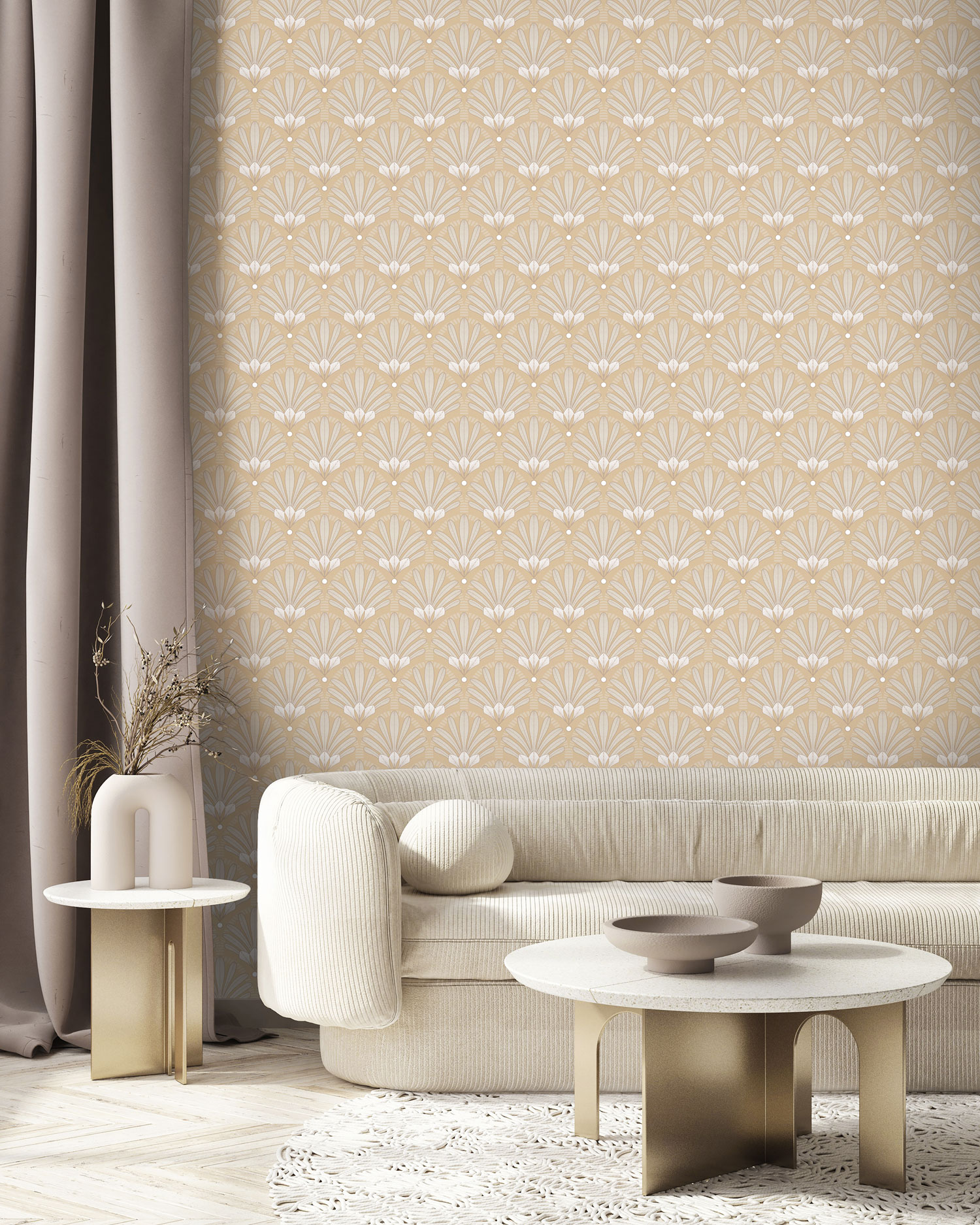 Ocher wallpaper Art Deco, M53302, Elegance, Ugepa