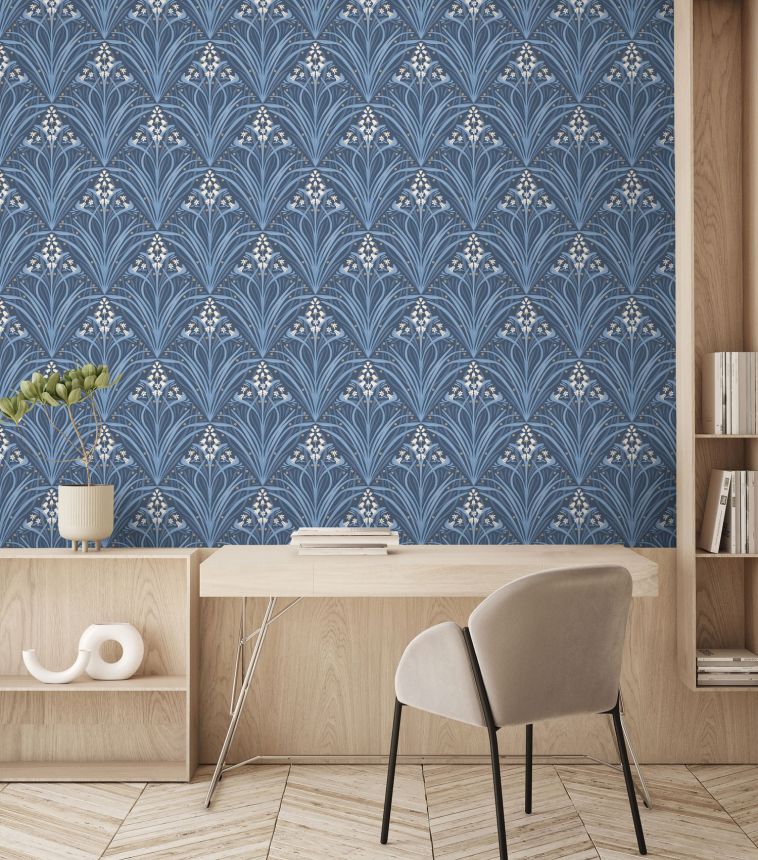 Blue floral wallpaper, Art Deco, M66101, Elegance, Ugepa