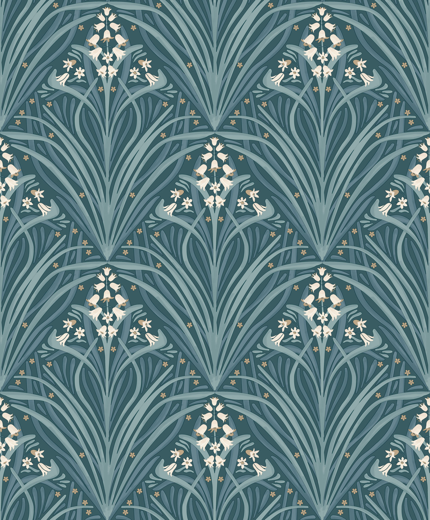 Green floral wallpaper, Art Deco, M66114, Elegance, Ugepa