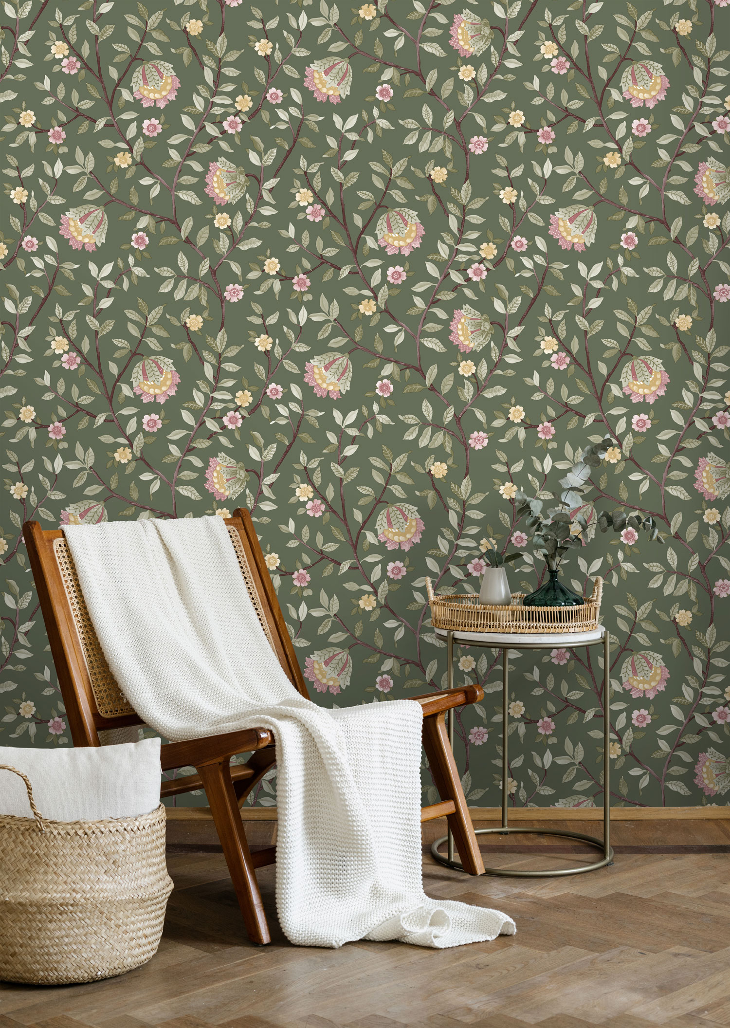 Green floral wallpaper, B19984D, Botanique, Ugepa