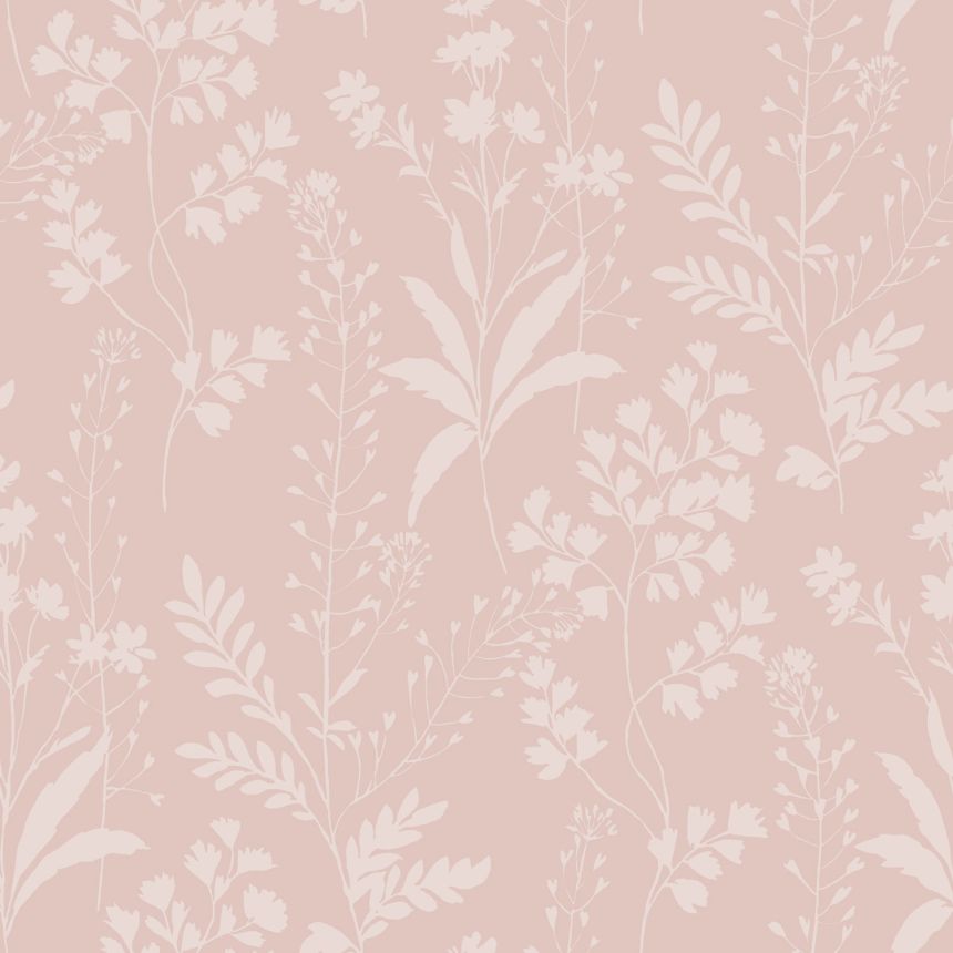 Pink wallpaper, leaves, M52813, Botanique, Ugepa