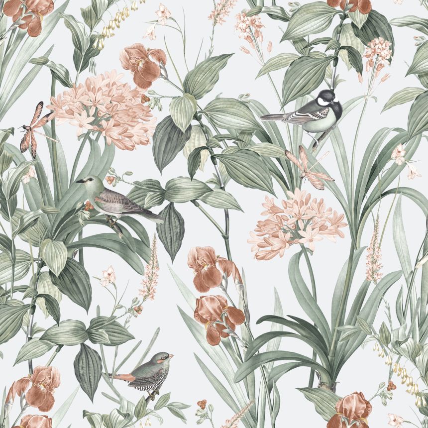 Wallpaper with flowers and birds, M64704 Botanique, Ugepa