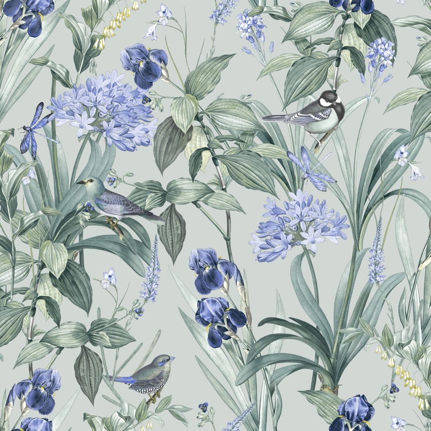 Wallpaper with flowers and birds, M64784D, Botanique, Ugepa