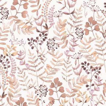 Pink wallpaper, leaves, M68503, Botanique, Ugepa